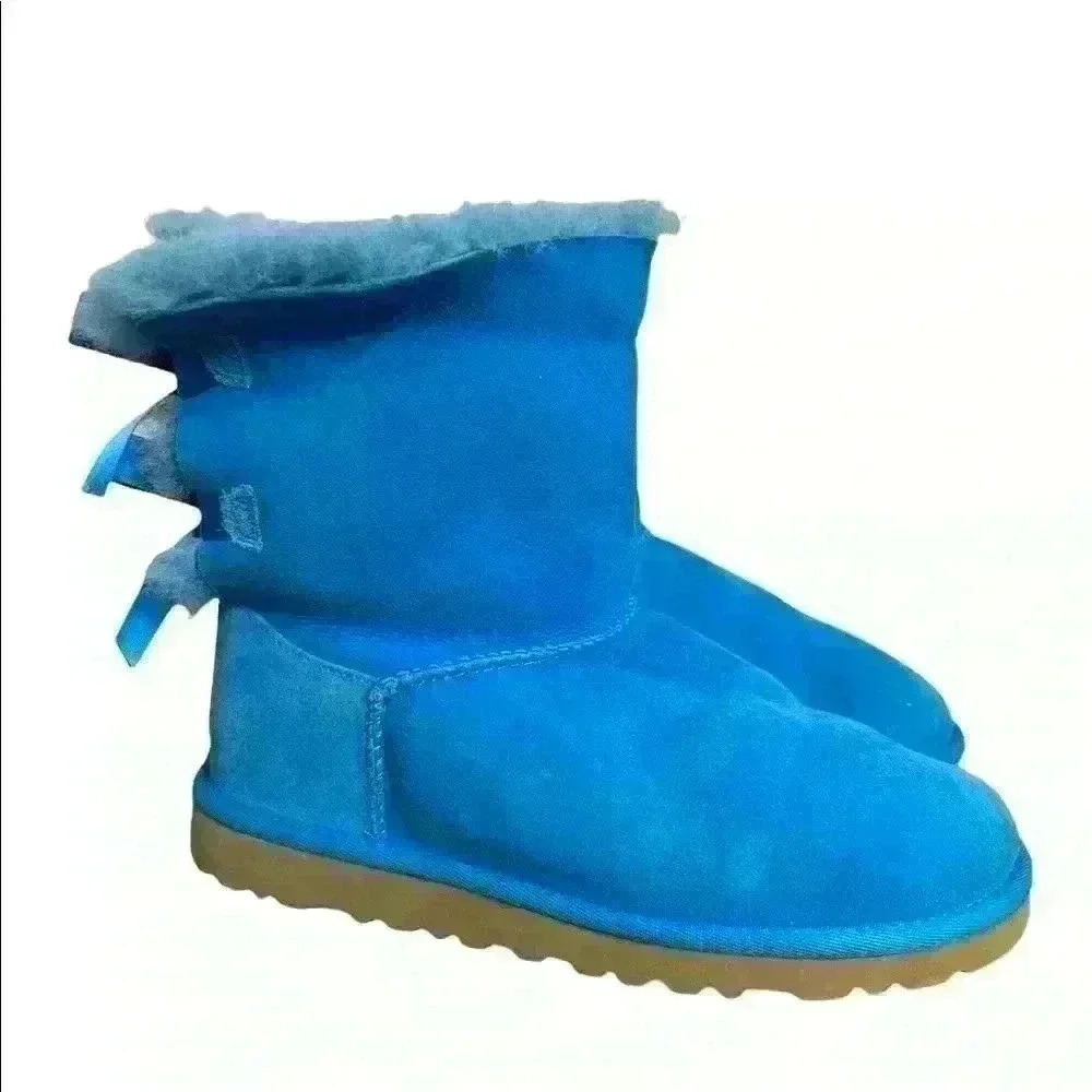 UGG Bailey Bow Turquoise Blue Boots - Picture 3 of 5